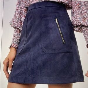 LOFT Gray Faux Suede Zip Pocket Lined Skirt Size 4